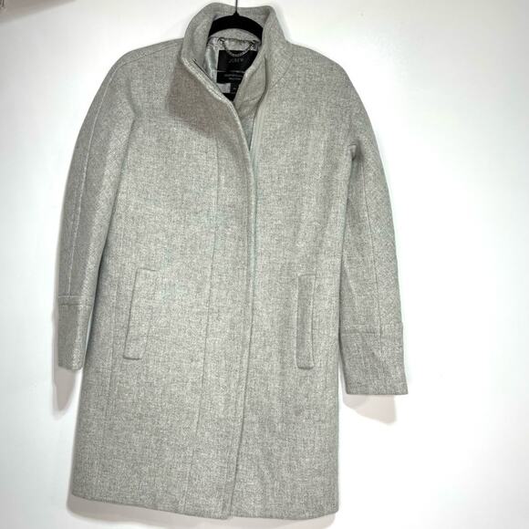 J Crew Gray Stadium Cloth Wool Cocoon Zippered Coat 00 - Picture 9 of 12